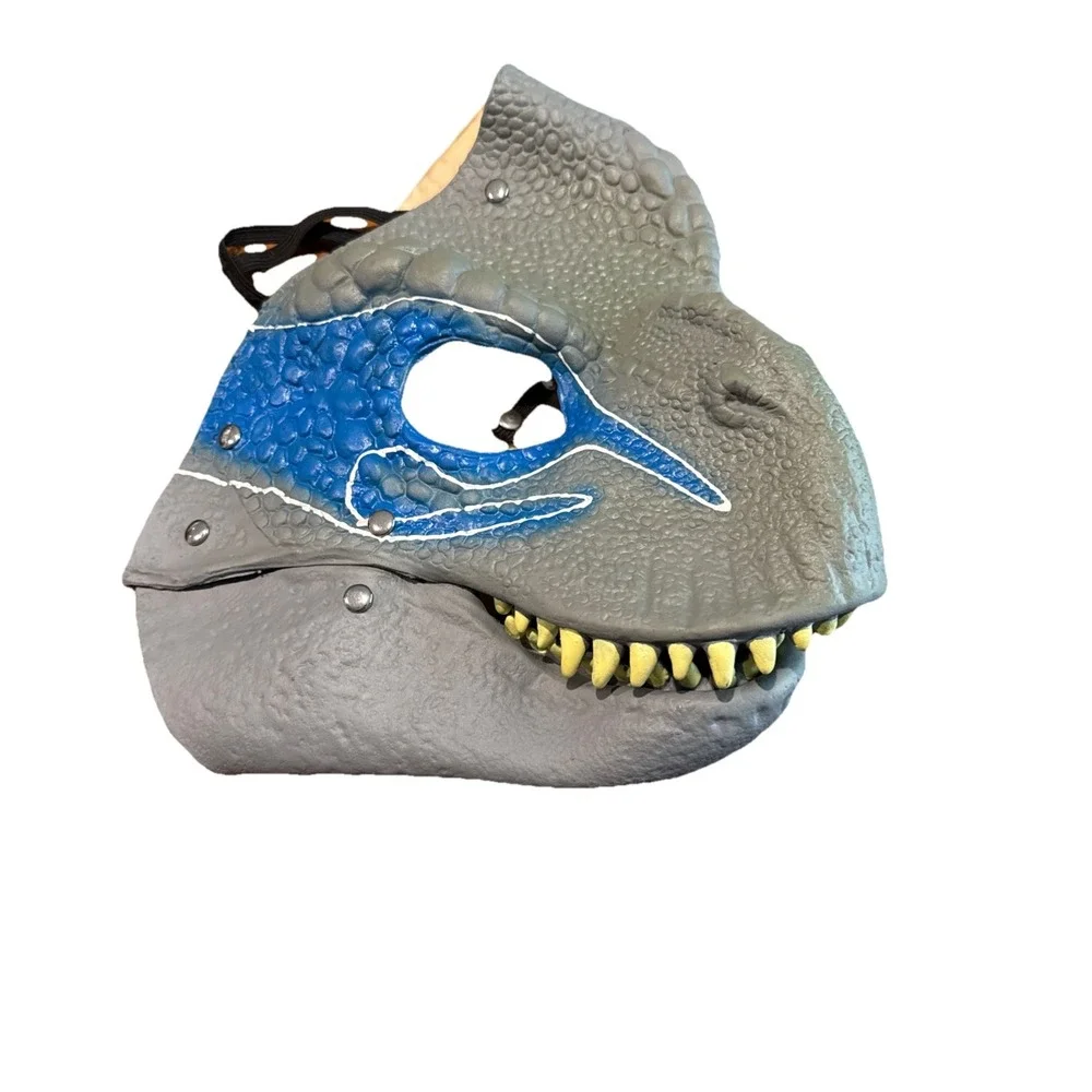 Jurassic World Velociraptor Dinosaur Mask with Moving Jaw Blue 2018 Mattel